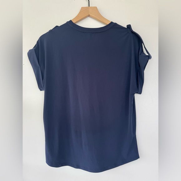 Michael Kors Navy & Gold Short Sleeve Blouse Small - Picture 5 of 6